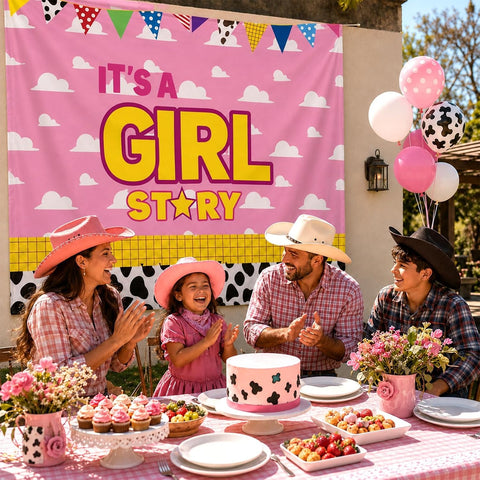 It's A Girl Cowgirl Backdrop 51x70 Baby Shower - Grencian
