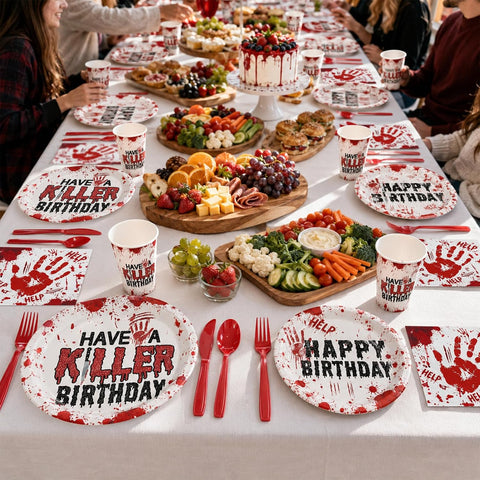 Close up of the blood splatter plate design