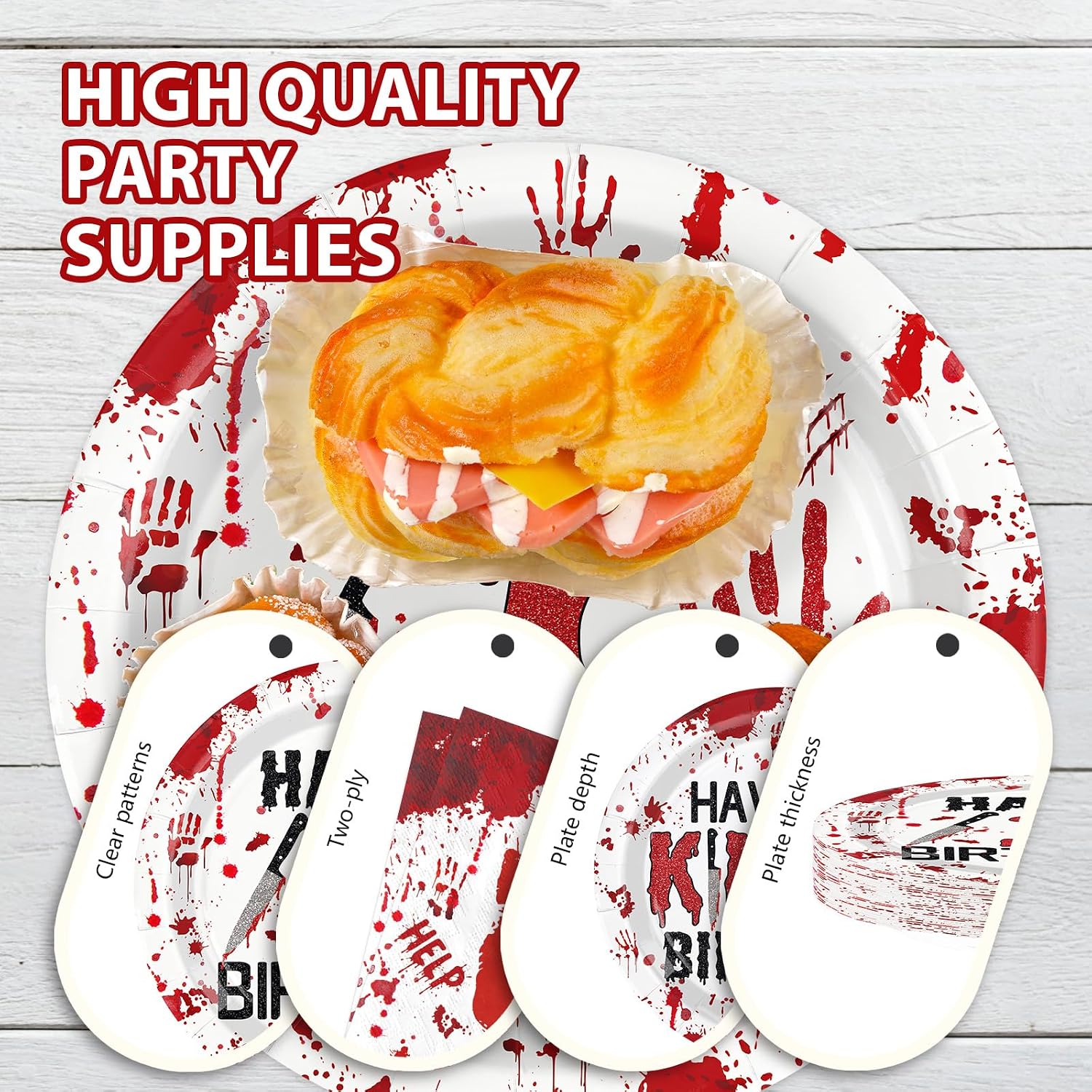 96Pcs Halloween Killer 1st Birthday Plates and Napkins - Grencian