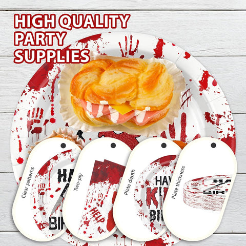 96Pcs Halloween Killer 8th Birthday Plates and Napkins - Grencian