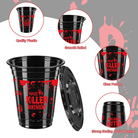Close up of the blood splatter and HAVE A KILLER print