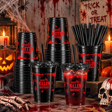 Matching black lids and straws for the cups