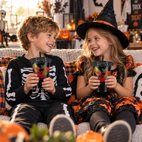 Halloween horror table styled with the killer cups