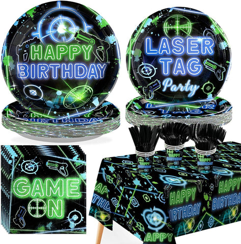 Grencian 170Pcs Laser Tag Birthday Party Supplies Serves 24