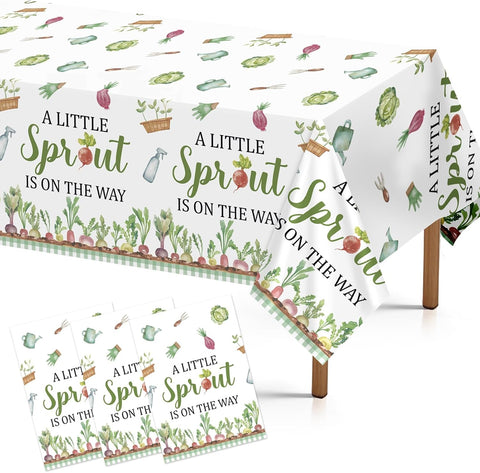 Grencian 3-piece Little Sprout baby shower tablecloth set with garden vegetables theme