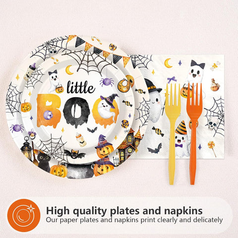 Little boo ghost dinner plate for a Halloween baby shower