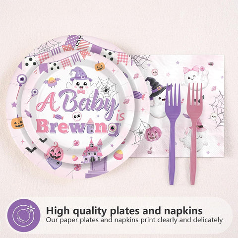 96Pcs A Little Boo is Almost Due Baby Shower Set Serves 24 - Grencian
