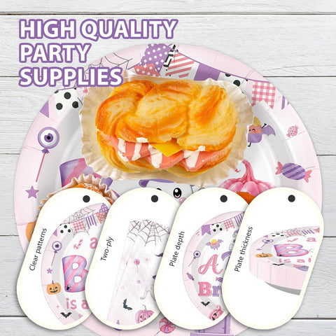 96Pcs A Little Boo is Almost Due Baby Shower Set Serves 24 - Grencian