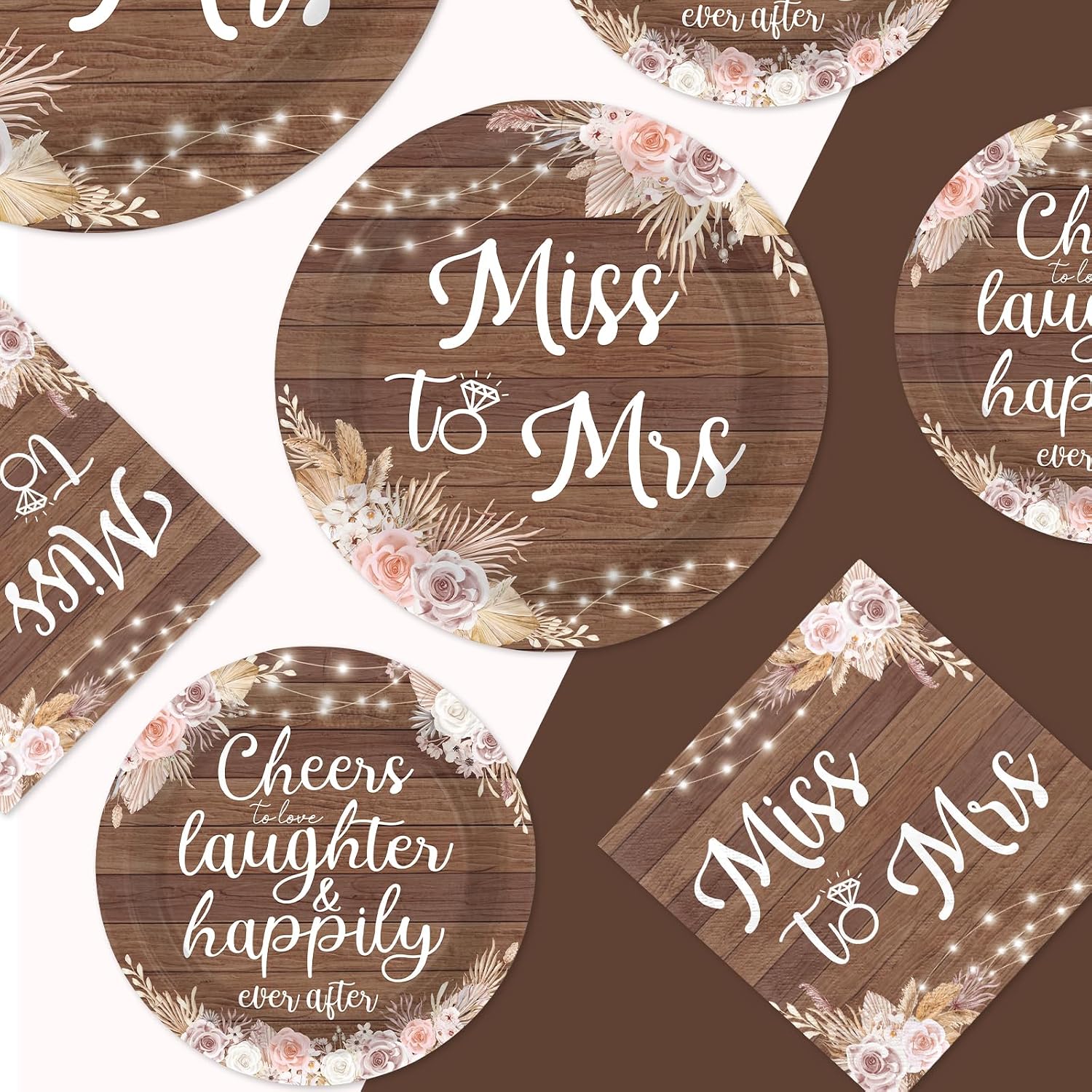250Pcs Love Laughter Bridal Shower Party Supplies Serves 50 - Grencian