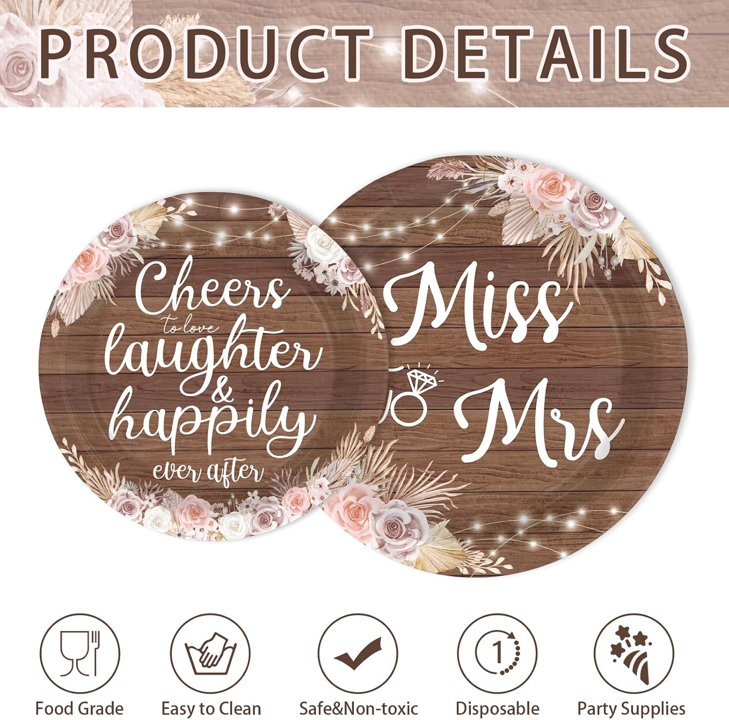 250Pcs Love Laughter Bridal Shower Party Supplies Serves 50 - Grencian