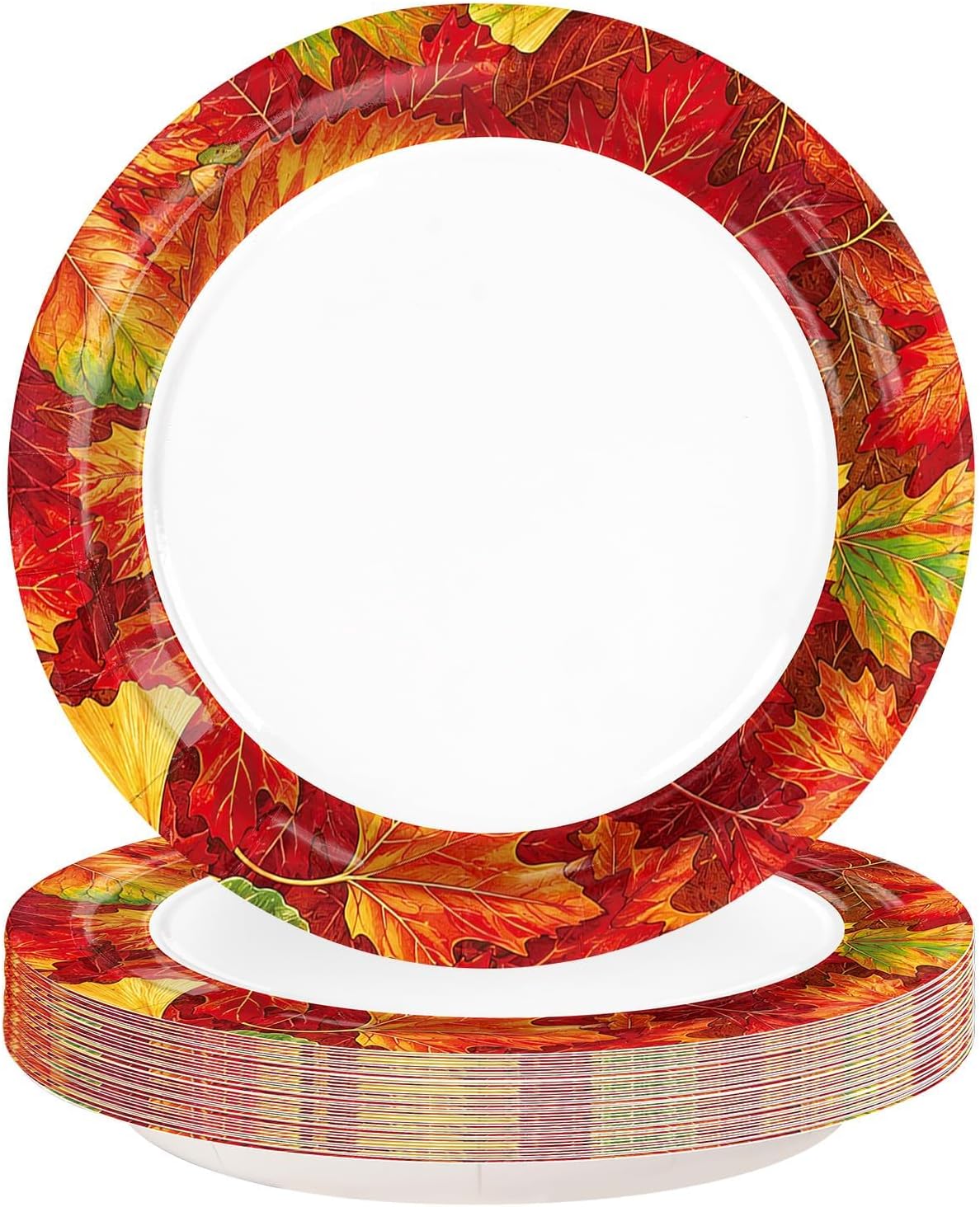 50Pcs fall maple leaf paper plates 10 inch round