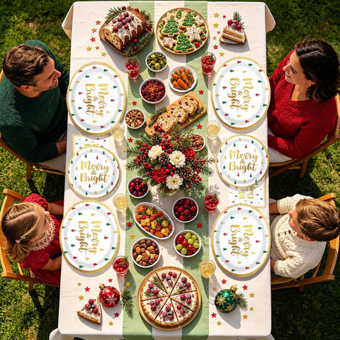 Grencian 150Pcs Christmas Tree Plates and Napkins Serves 50 - Grencian