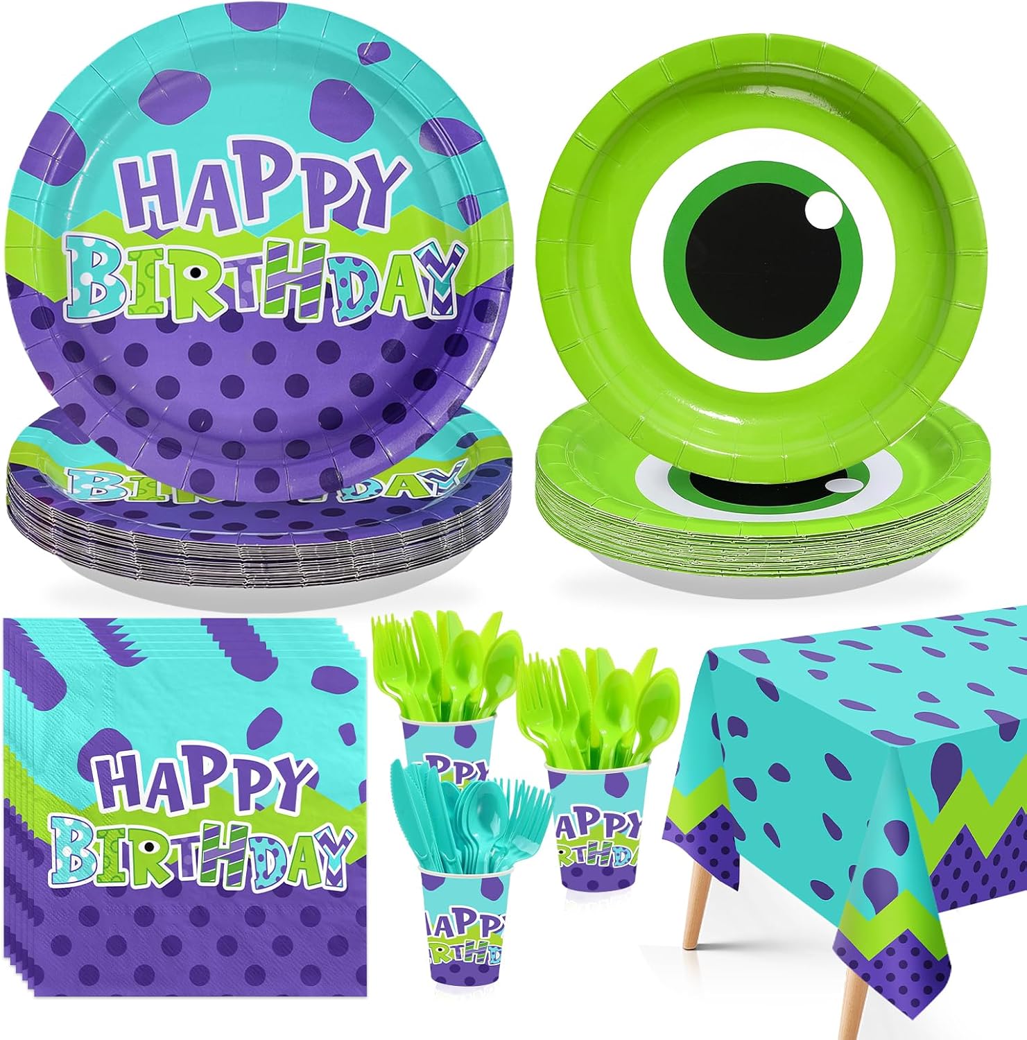 170Pcs Monster Birthday Party Decorations Serves 24 - Grencian