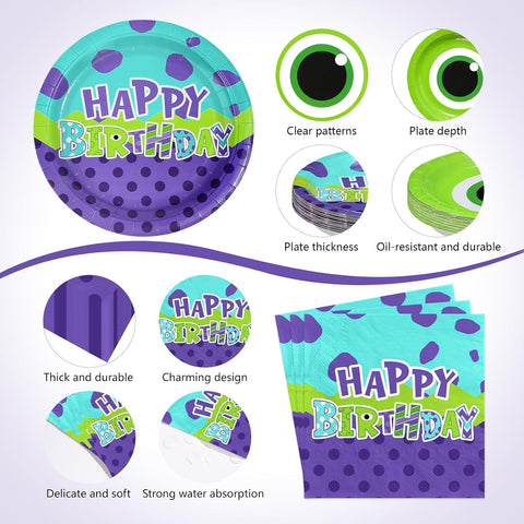 170Pcs Monster Birthday Party Decorations Serves 24 - Grencian