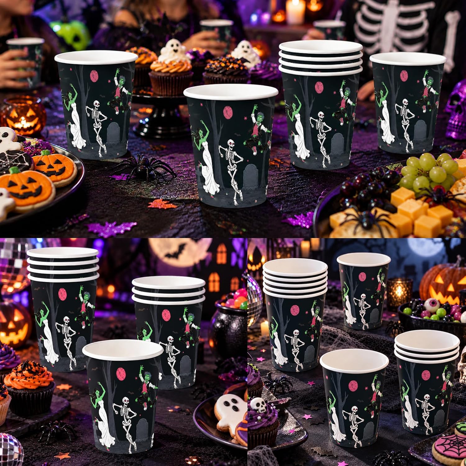Halloween table styled with the monster cups