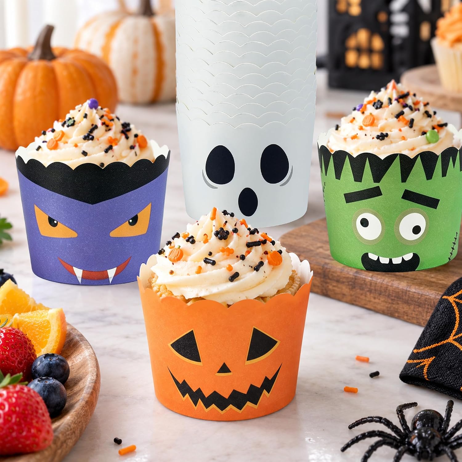 100Pcs Halloween Monster Cupcake Paper Liners 5oz - Grencian
