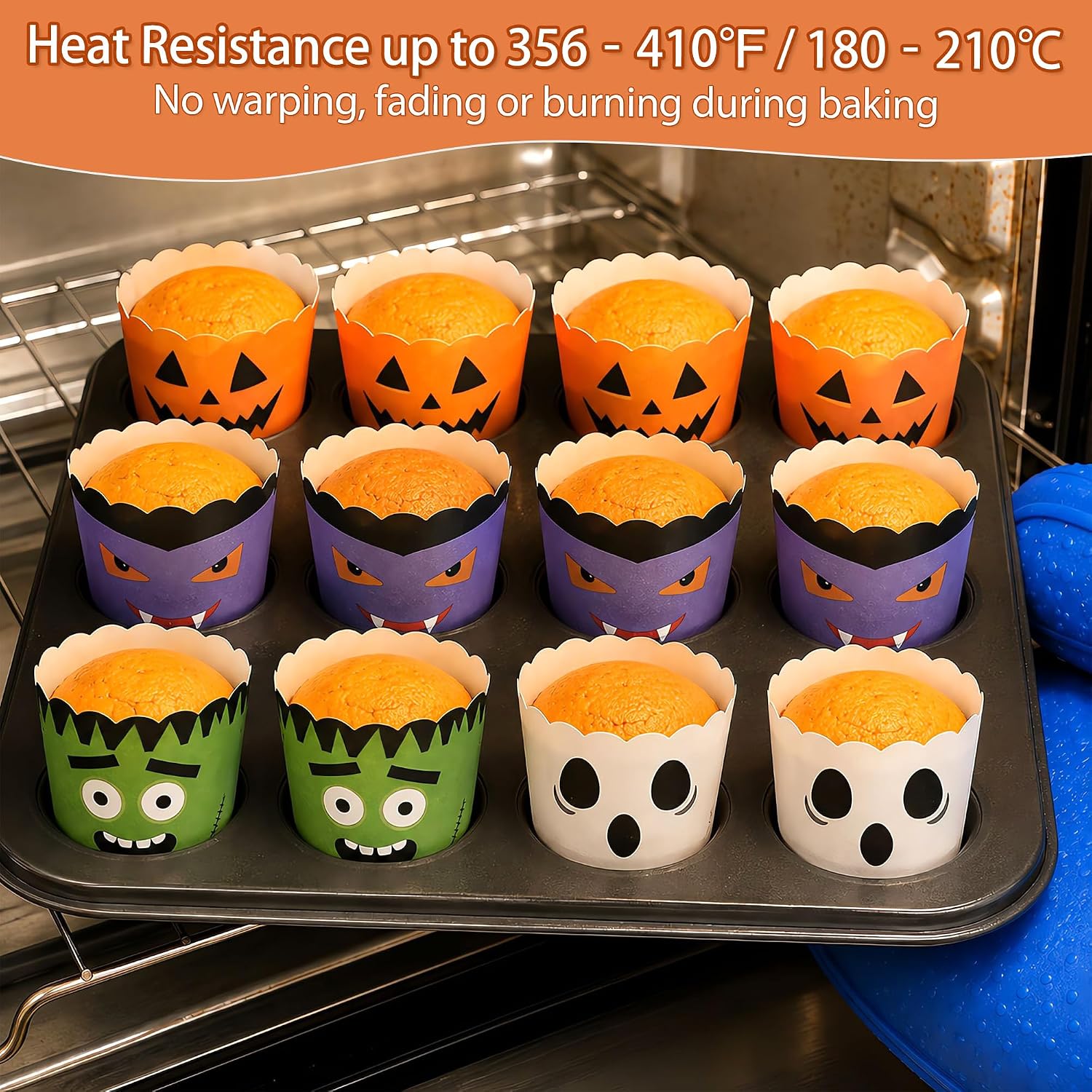 100Pcs Halloween Monster Cupcake Paper Liners 5oz - Grencian