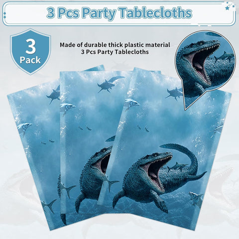 3Pcs Mosasaurus Dinosaur Tablecloth Ocean Theme - Grencian