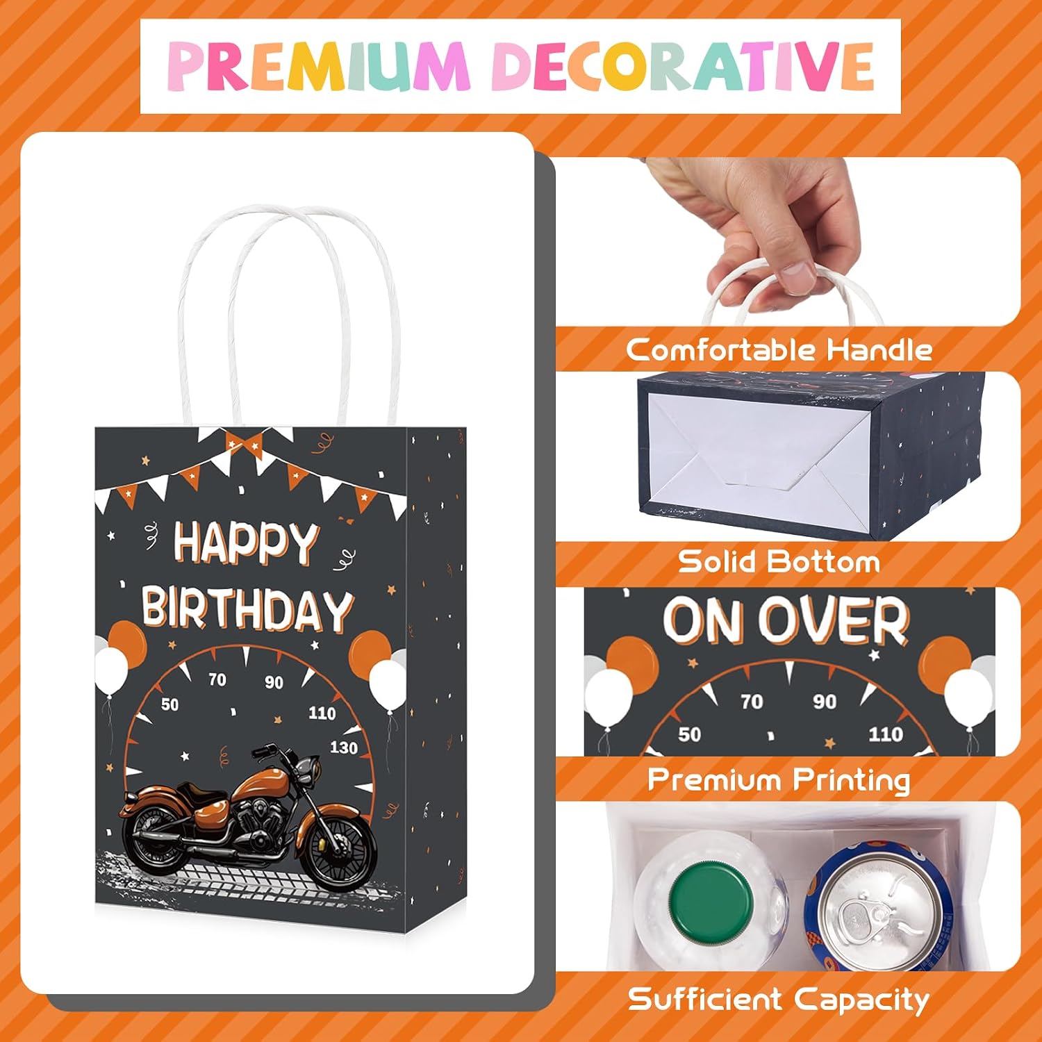 Grencian 16Pcs Motorcycle Birthday Goodie Bags Dirt Bike Party Favors - Grencian