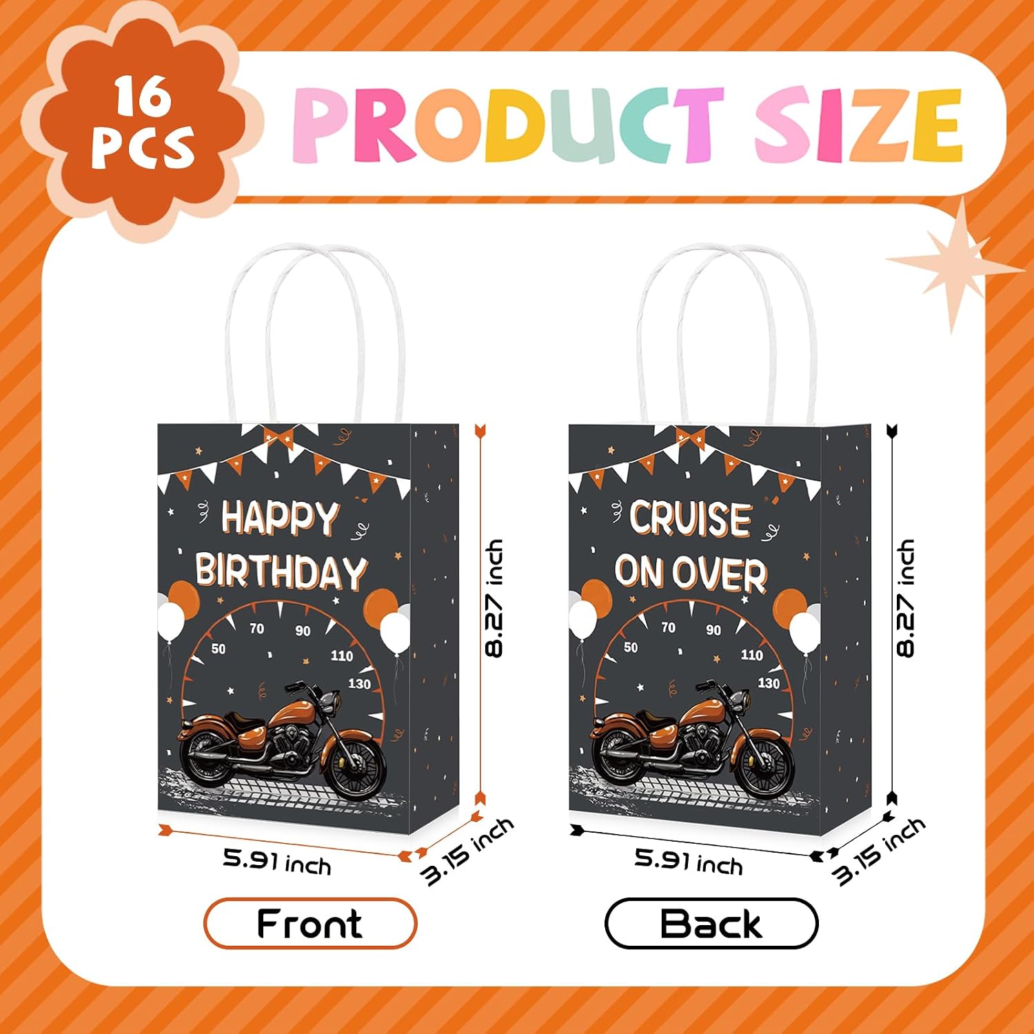 Grencian 16Pcs Motorcycle Birthday Goodie Bags Dirt Bike Party Favors - Grencian