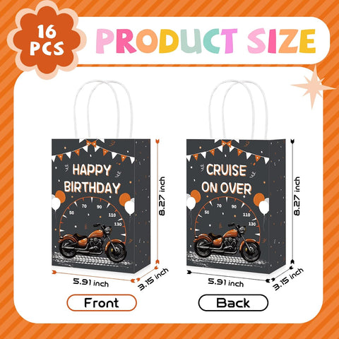 Grencian 16Pcs Motorcycle Birthday Goodie Bags Dirt Bike Party Favors - Grencian