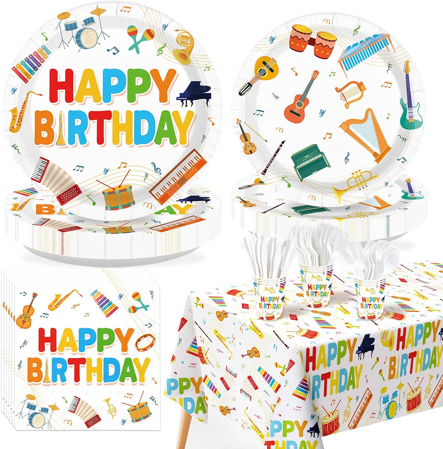170Pcs Music Birthday Party Supplies Serves 24 - Grencian