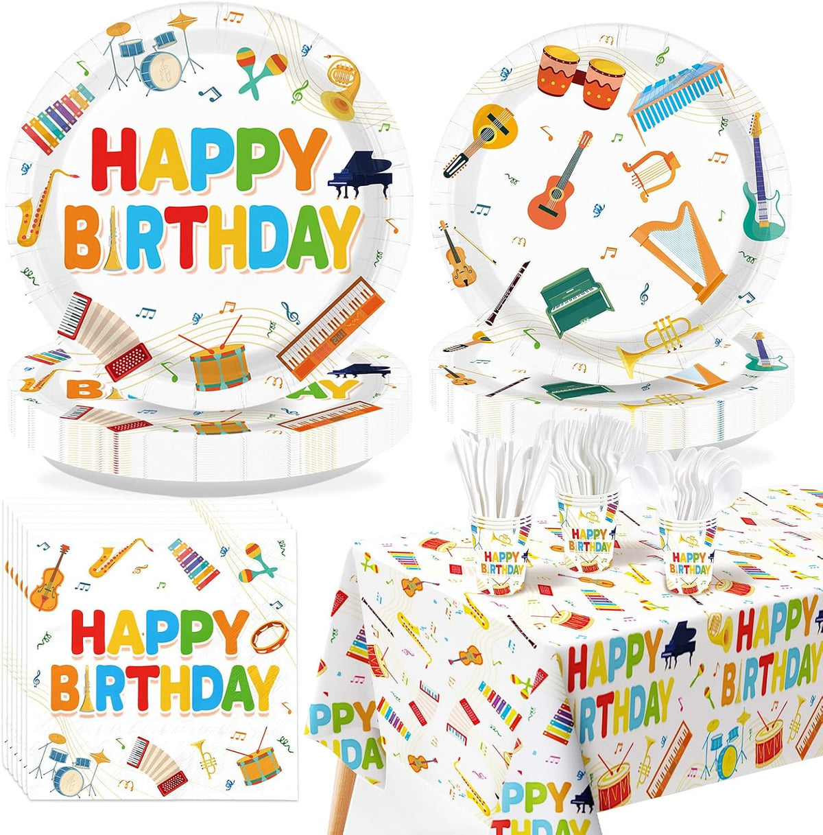 170Pcs Music Birthday Party Supplies Serves 24 - Grencian