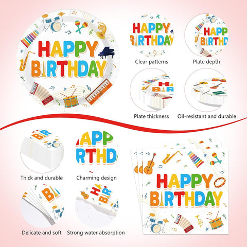 170Pcs Music Birthday Party Supplies Serves 24 - Grencian
