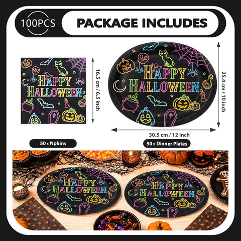 Package contents of the 100Pcs neon Halloween set