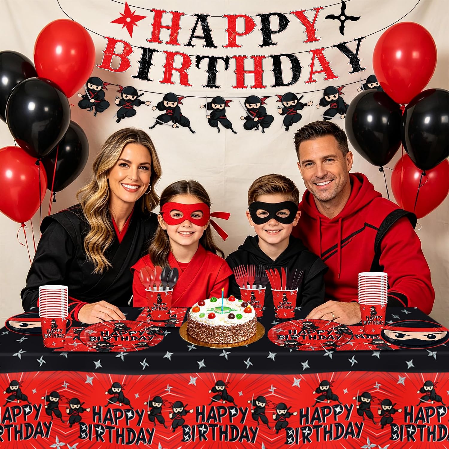 171Pcs Ninja Warrior Birthday Party Supplies Serves 24 - Grencian