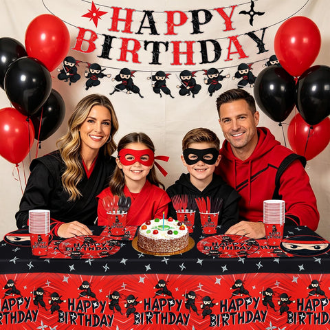 171Pcs Ninja Warrior Birthday Party Supplies Serves 24 - Grencian