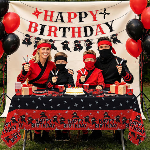 171Pcs Ninja Warrior Birthday Party Supplies Serves 24 - Grencian