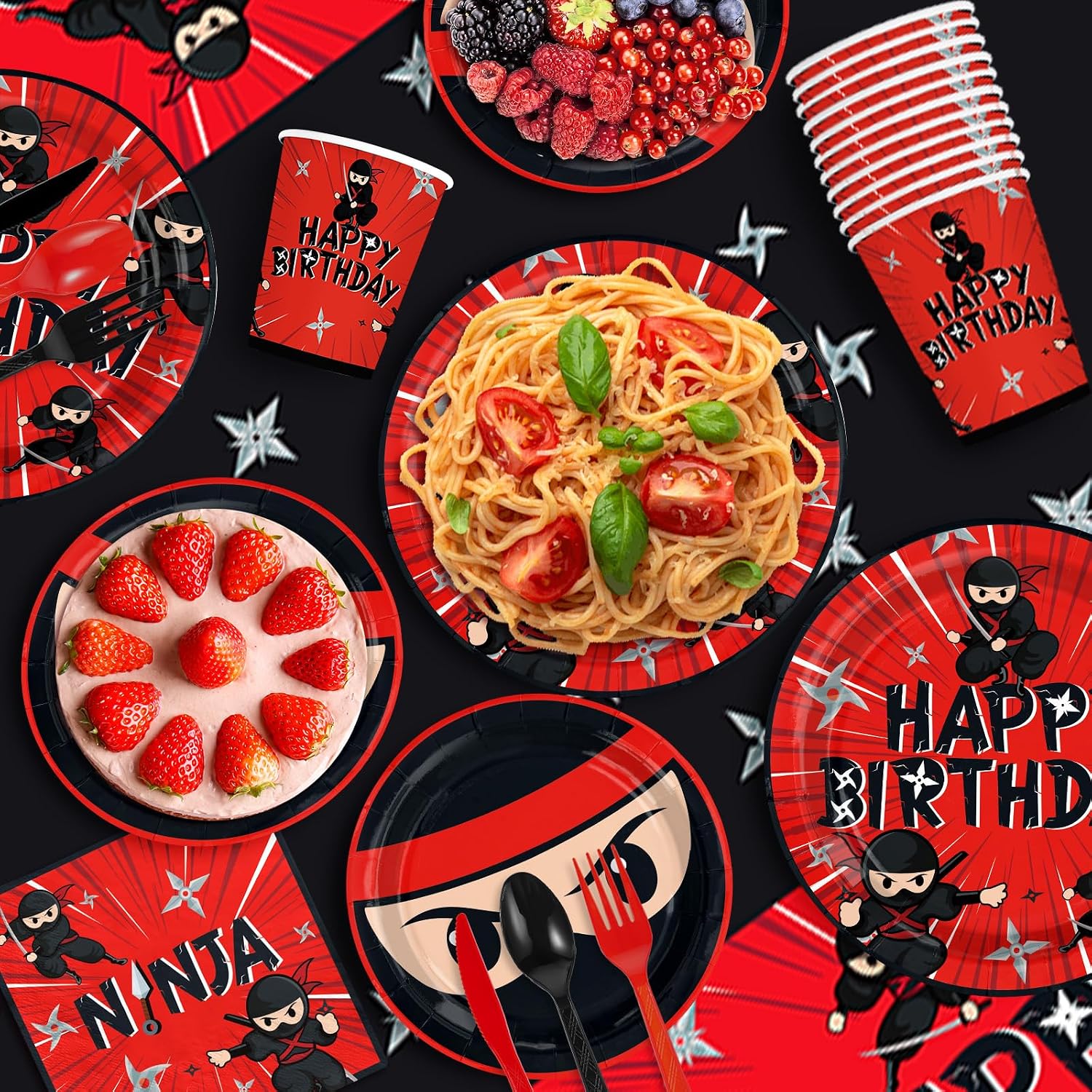 171Pcs Ninja Warrior Birthday Party Supplies Serves 24 - Grencian