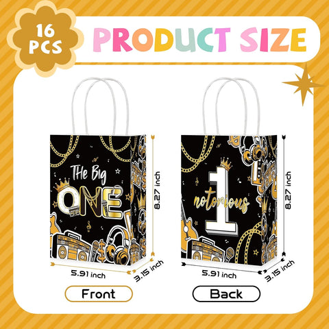16Pcs Notorious One Goodie Bags Black Gold Hip Hop - Grencian