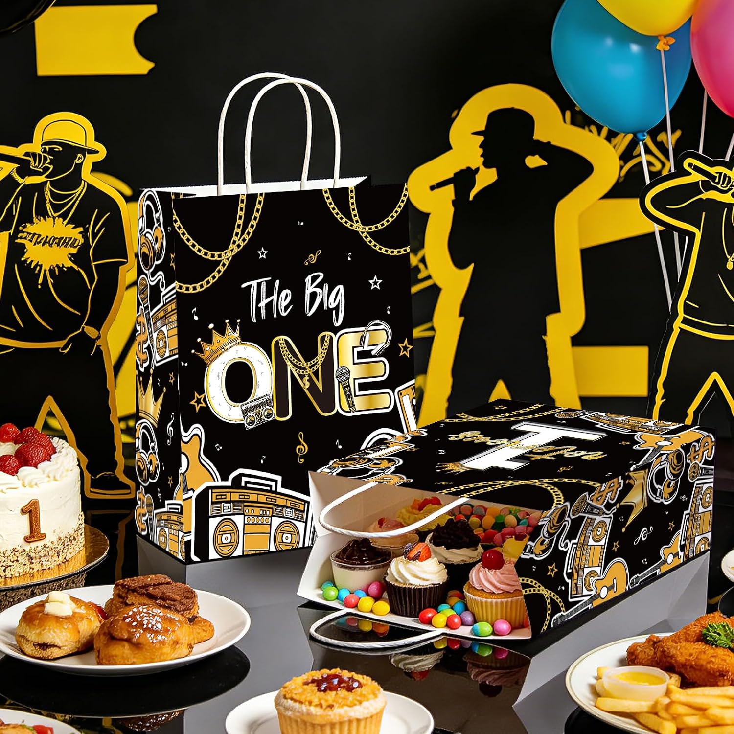 16Pcs Notorious One Goodie Bags Black Gold Hip Hop - Grencian