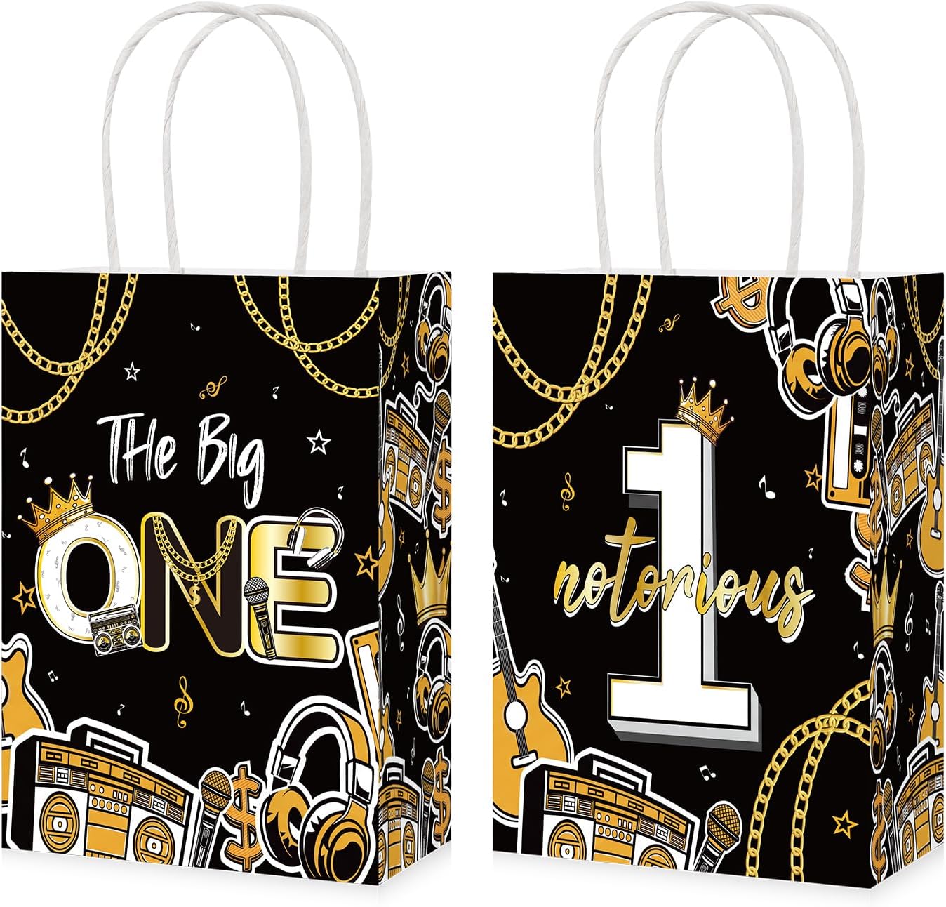 16Pcs Notorious One Goodie Bags Black Gold Hip Hop - Grencian