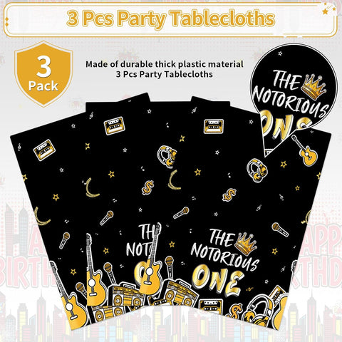 3Pcs Notorious One Tablecloth Black Gold Hip Hop - Grencian