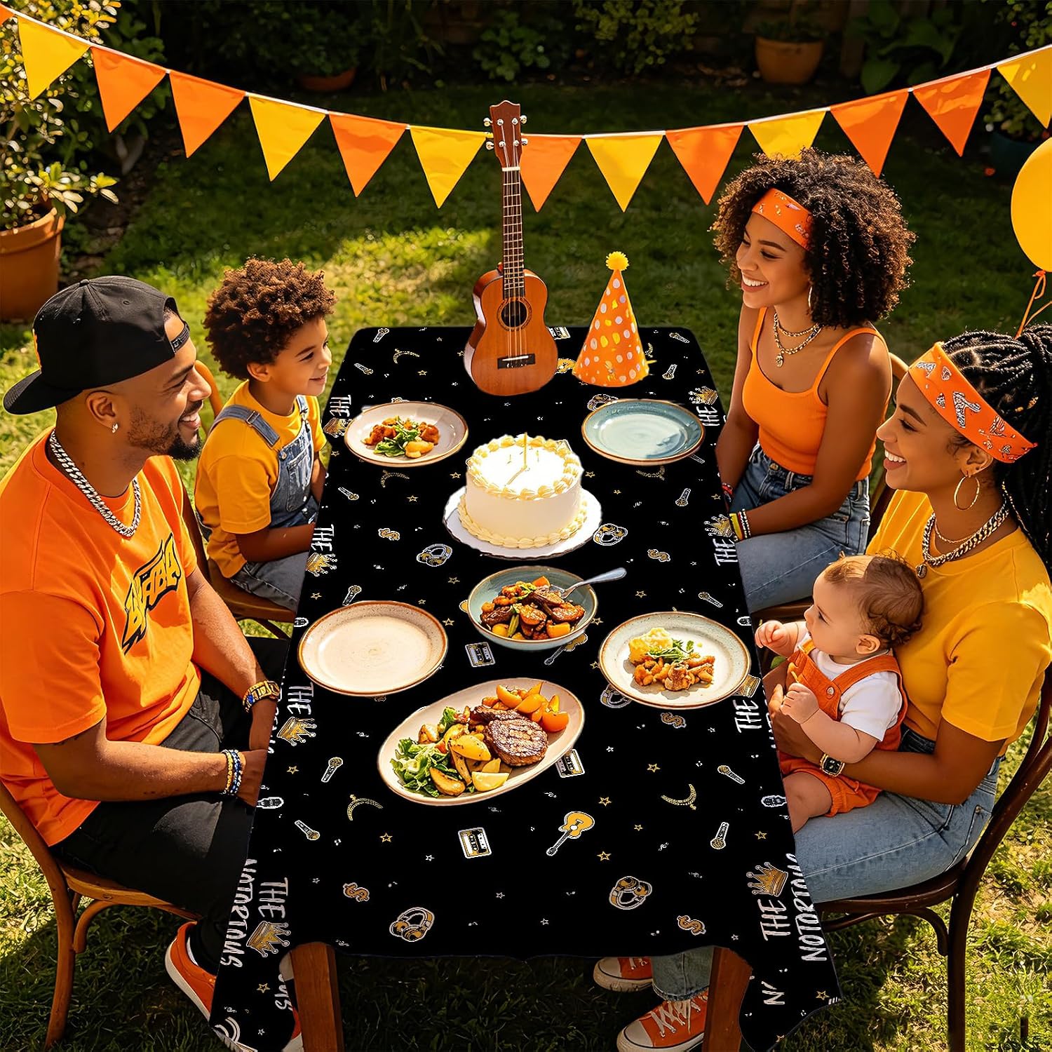 3Pcs Notorious One Tablecloth Black Gold Hip Hop - Grencian