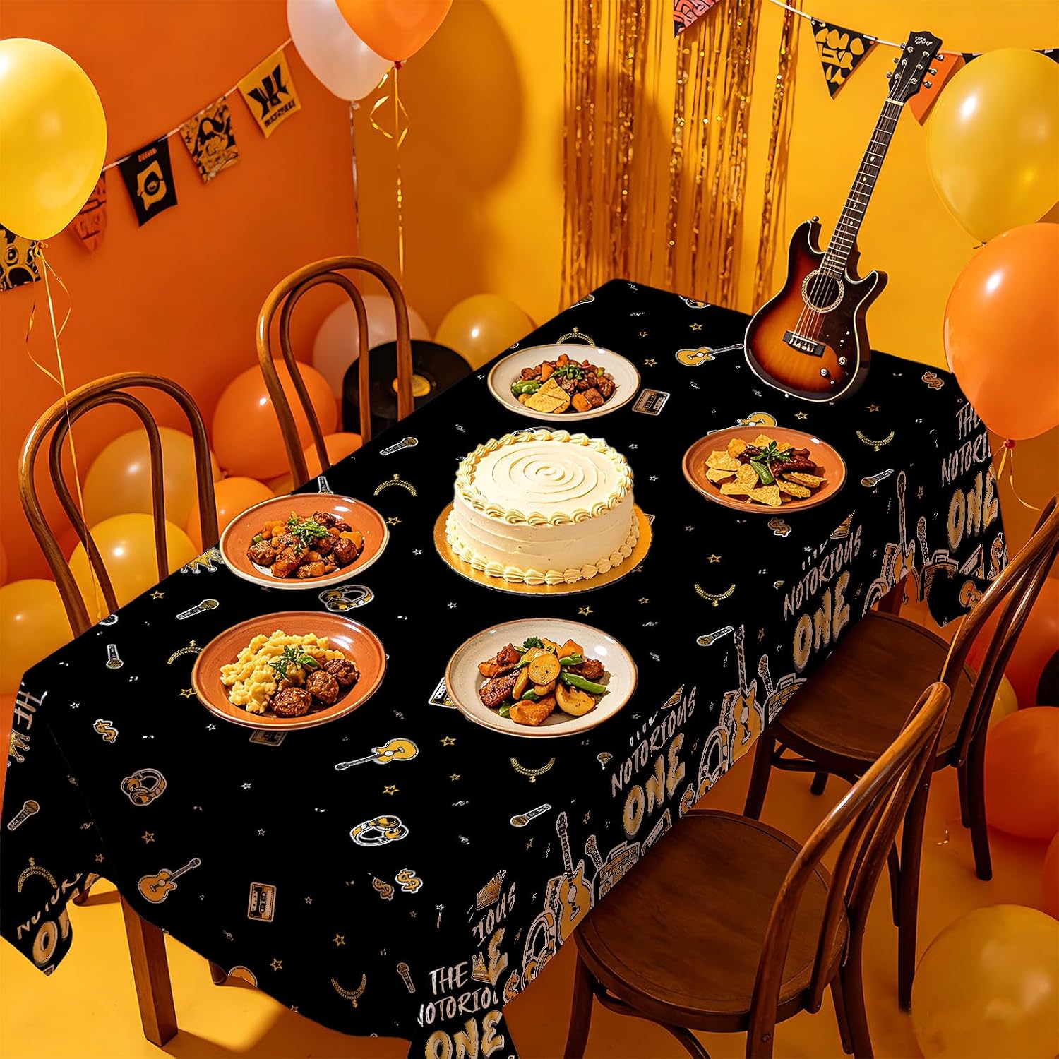 3Pcs Notorious One Tablecloth Black Gold Hip Hop - Grencian
