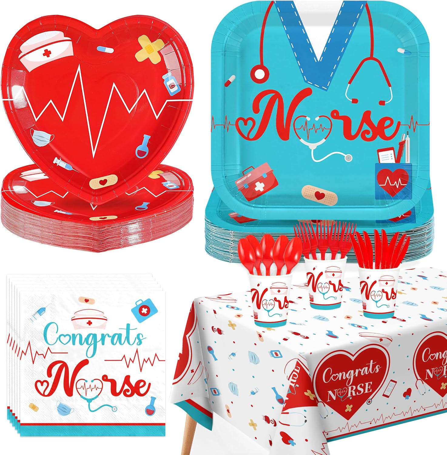 170Pcs Nurse Graduation Party Supplies Serves 24 - Grencian