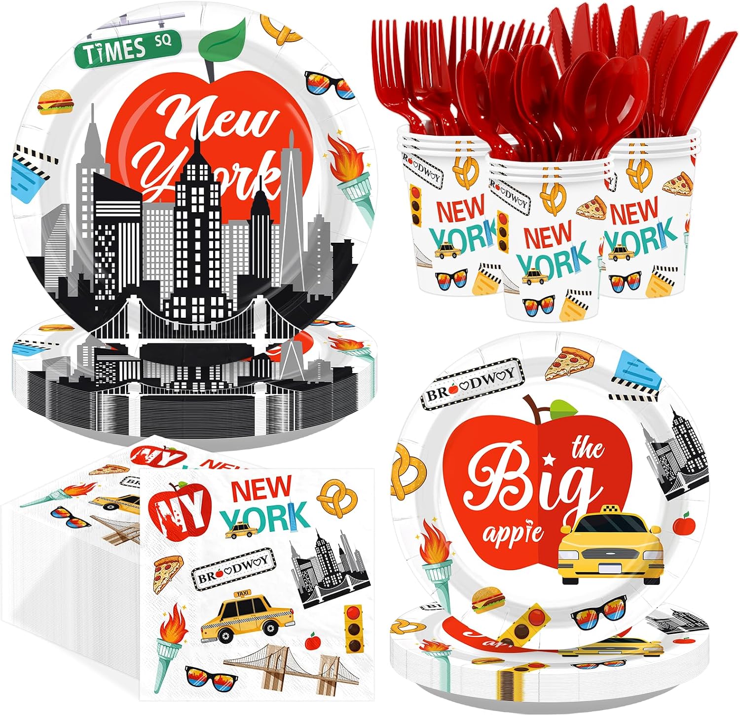 168Pcs New York Cityscape Party Supplies Serves 24 - Grencian