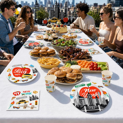 168Pcs New York Cityscape Party Supplies Serves 24 - Grencian