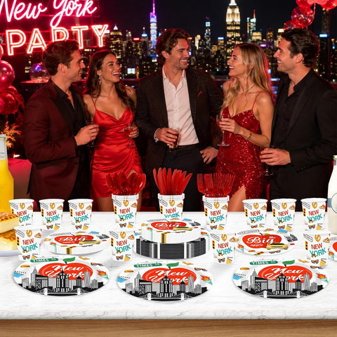 168Pcs New York Cityscape Party Supplies Serves 24 - Grencian