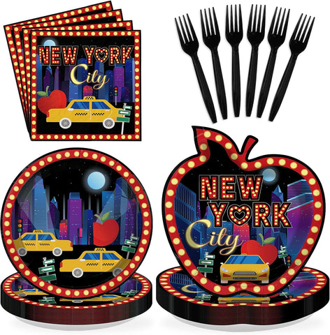 Grencian 96Pcs New York City party plates and napkins set