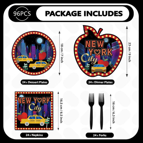 Package contents of the 96Pcs New York City tableware set