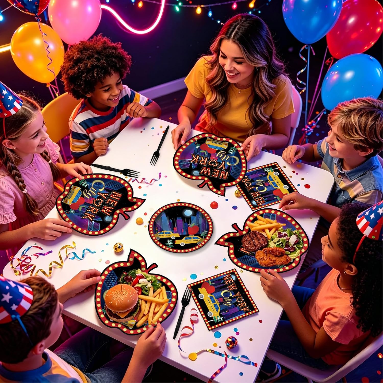 City themed birthday party set with the NYC tableware