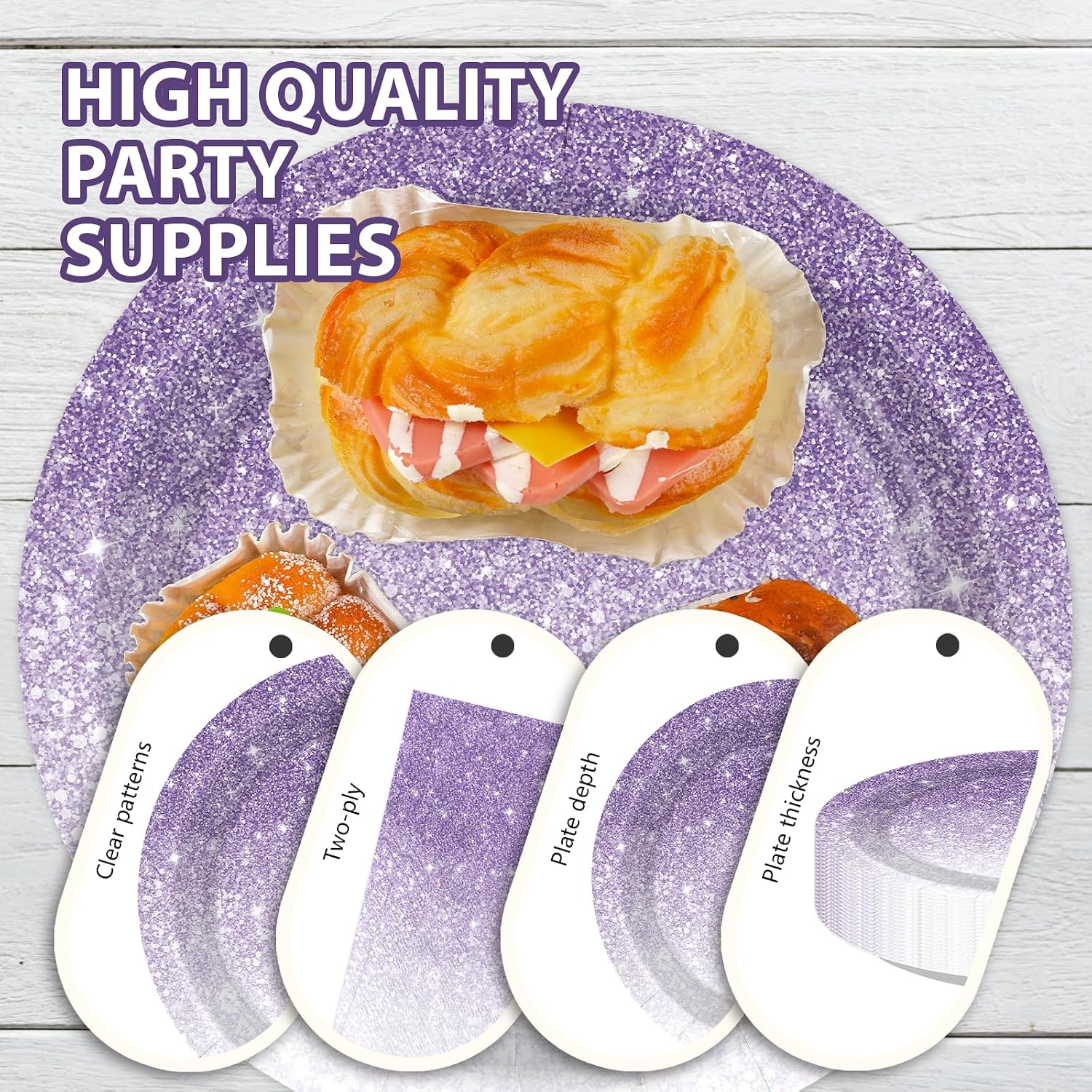 250Pcs Ombre Purple Birthday Decorations Serves 50 - Grencian