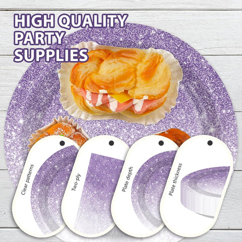 250Pcs Ombre Purple Birthday Decorations Serves 50 - Grencian
