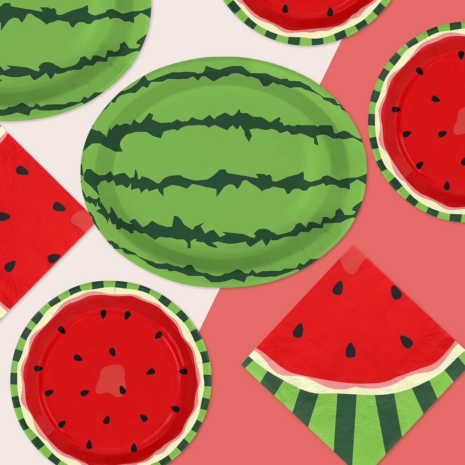 150 Pcs Watermelon Party Plates and Napkins - Grencian