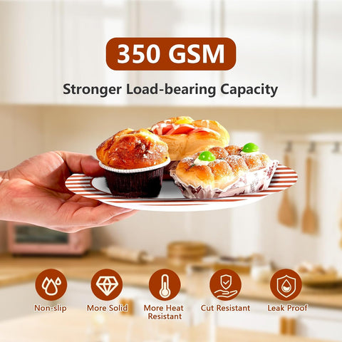 350 GSM heavyweight orange striped plates and napkins